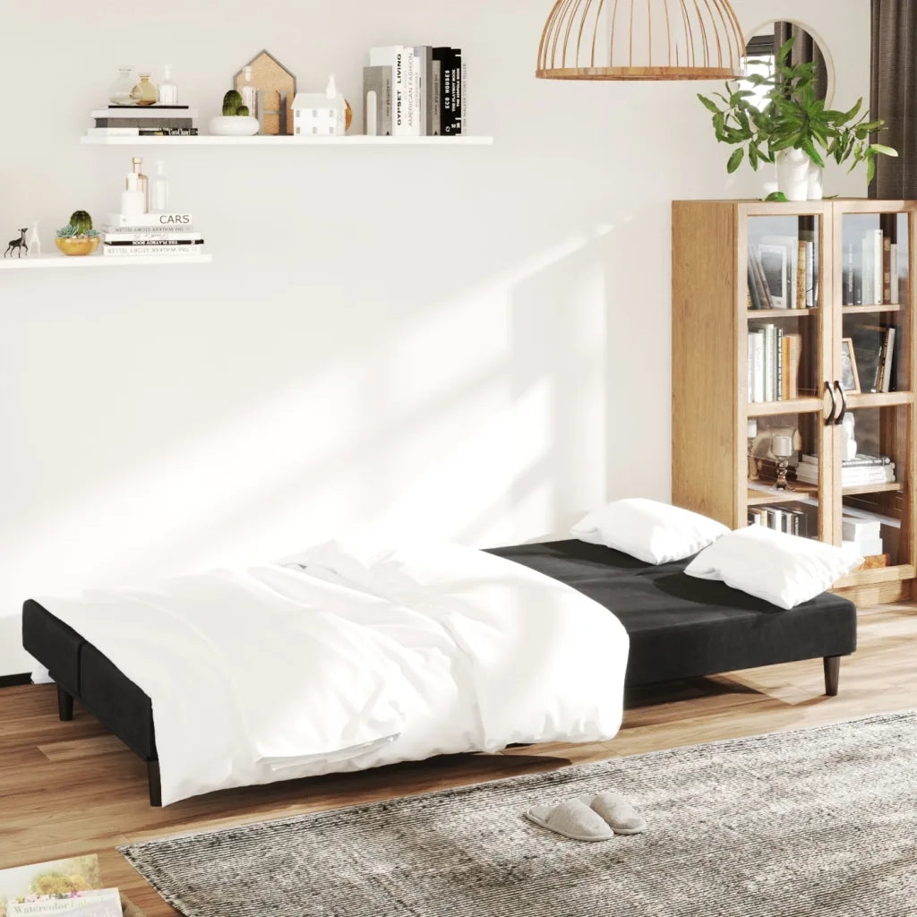 Divano letto | Sof¨¤ letto | Letto singolo a 2 Posti Nero in Velluto