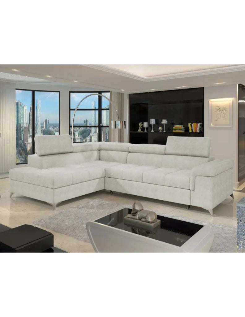 Divano angolare convertibile PALAZZO 4 posti beige – angolo sinistro con baule