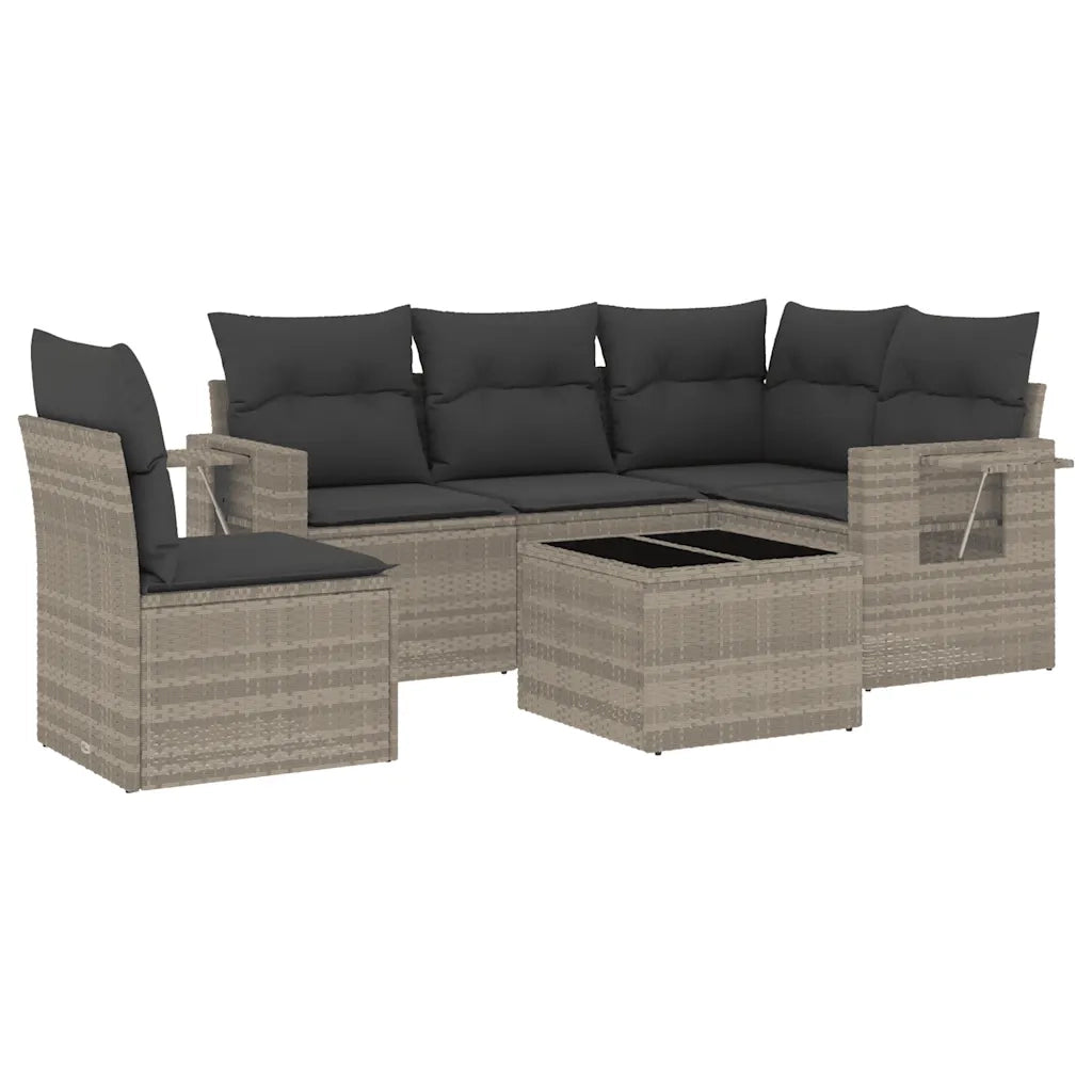 Set Divano da Giardino 6pz con Cuscini Grigio Chiaro Polyrattan 3220181