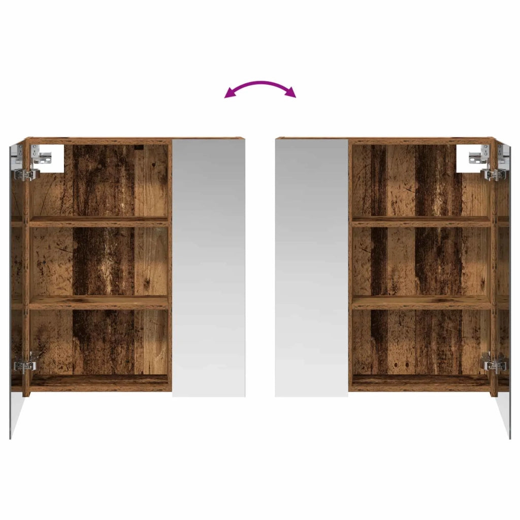 Mobiletto per specchio da Bagno | Armadio da bagno Legno vecchio 60 x 14,5 x 70 cm