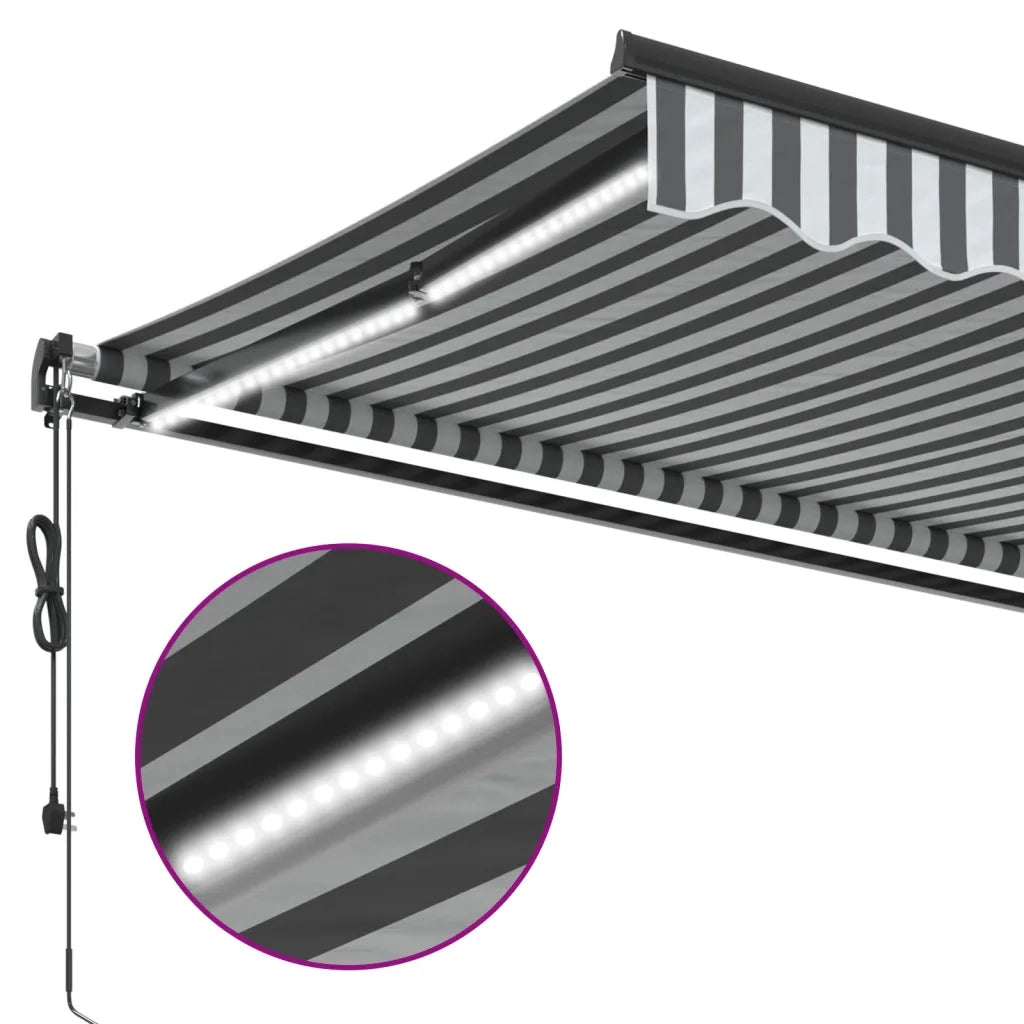 Tenda Retrattile Automatica LED Antracite e Bianco 400x350 cm 3215811
