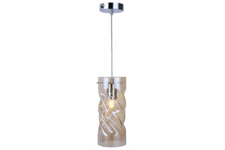 Lampada a sospensione Pia cromo vetro ambra E27 60W