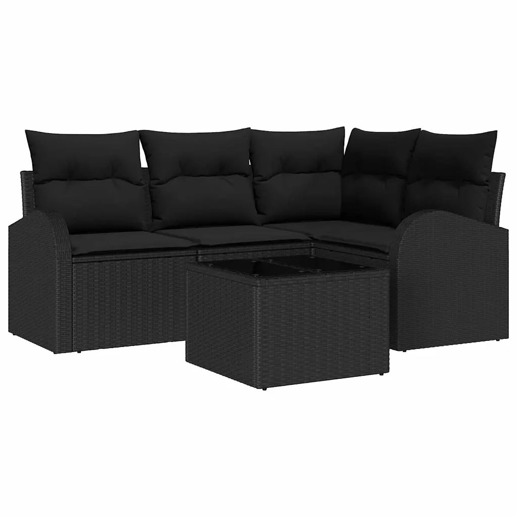 Set Divano da Giardino 5 pcs Nero polyrattan 3346033