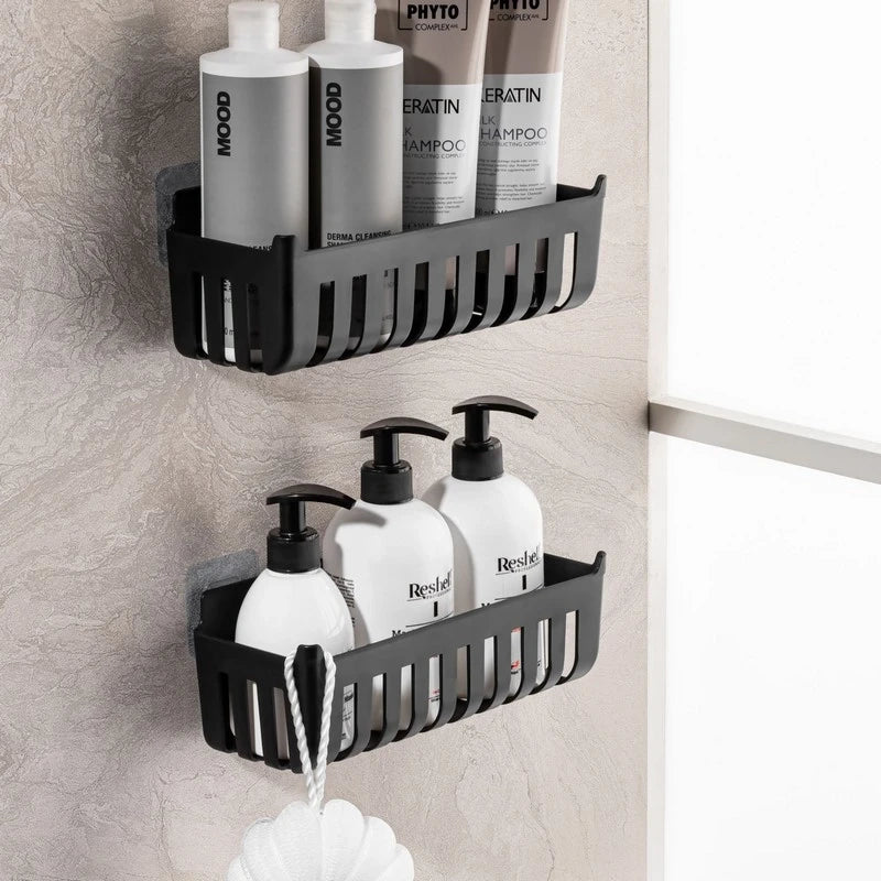 Coppia cestini doccia in termoplastica nero incollaggio – Serie Jolly