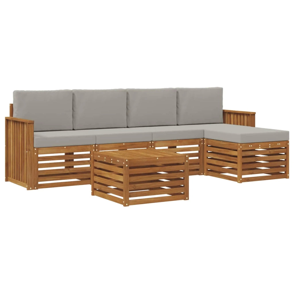 Set di divani da esterno 6 pcs Grigio Naturale e Chiaro 3374686
