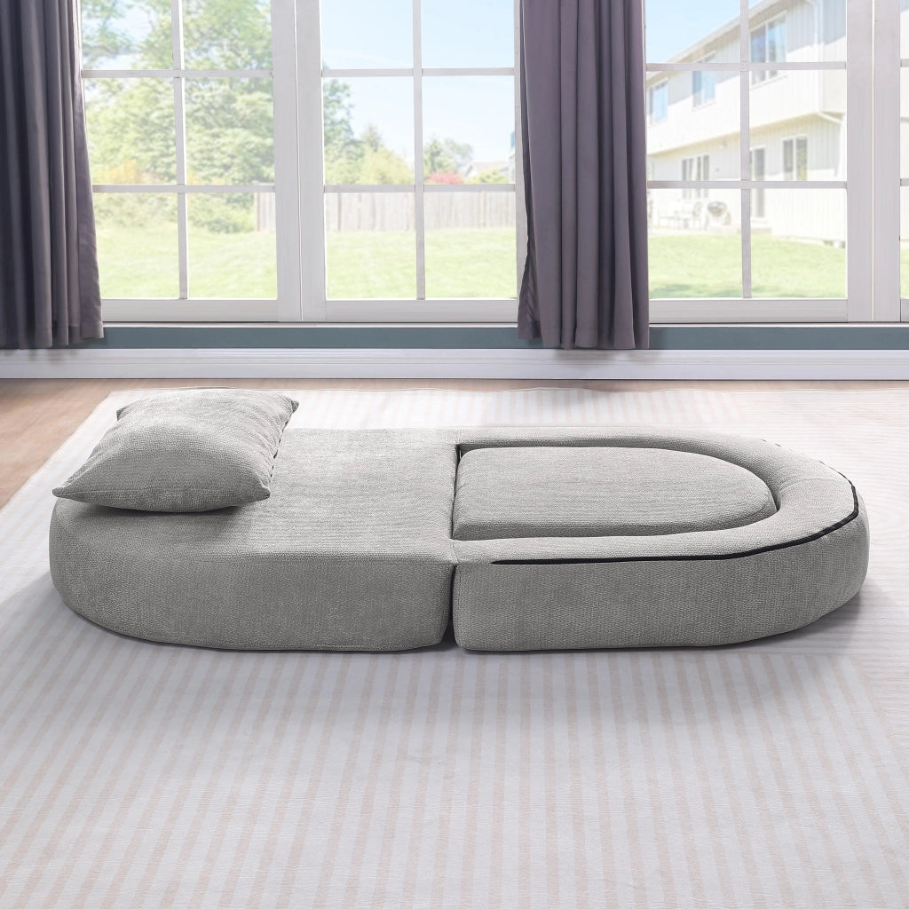 DIVANO MODULARE Minimalista in Chenille Grigio Chiaro