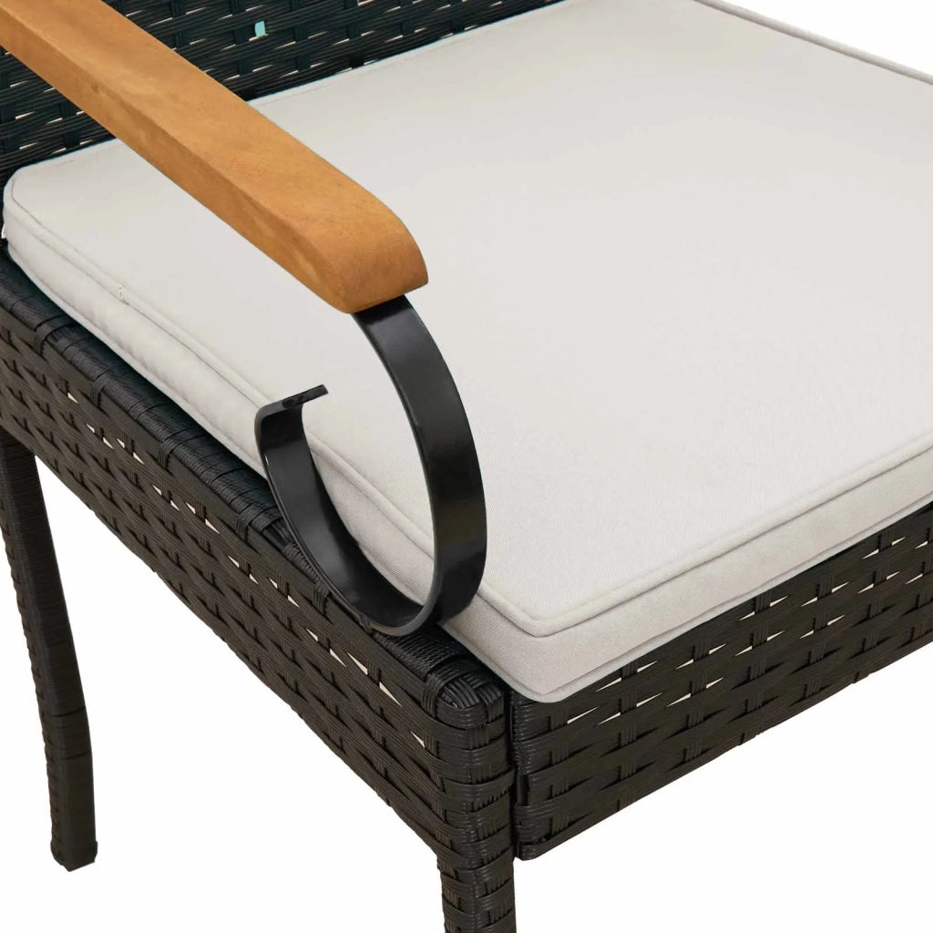 Sedie da giardino 4 pcs Nero e Bianco Crema Polyrattan e acacia 42025885