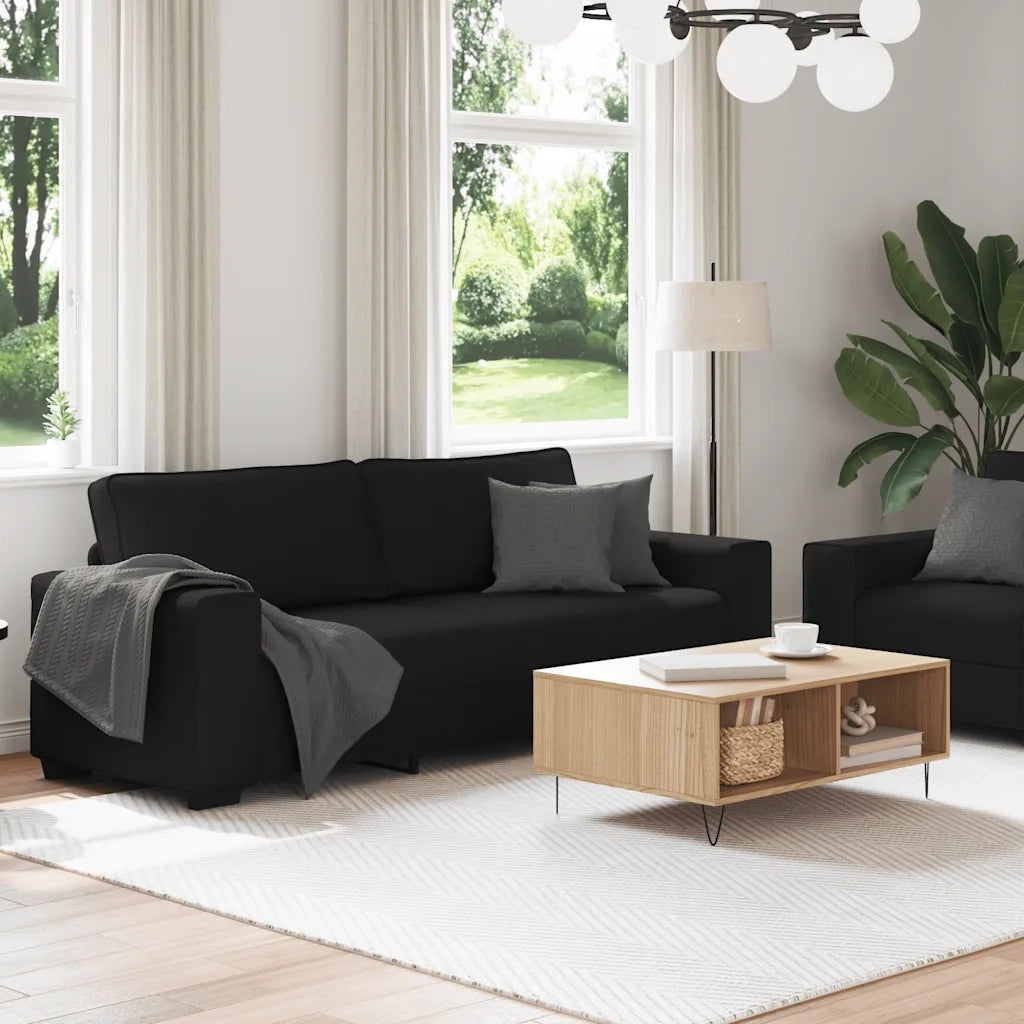 Set di Divani 2 pz con Cuscini Nero in Tessuto 3324733