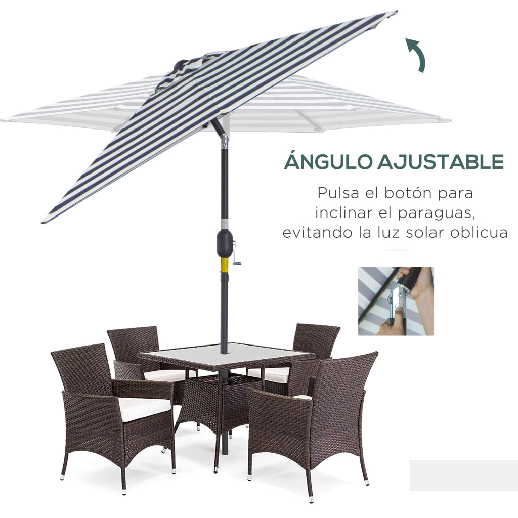 Ombrellone da Giardino ¨C Minimal ¨C 230x216 cm Blu e Bianco