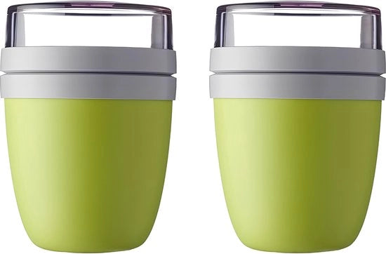 Lunchbox a forma di ellisse, 500 ml & 200 ml, colore & quantità: Lime Latino (2 pezzi)