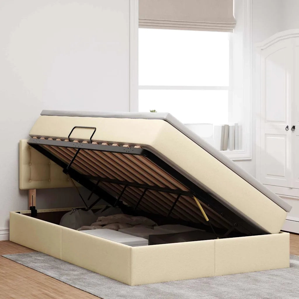 Letto con contenitore e materasso Crema 120 x 200 cm
