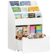 Libreria per Bambini con Ripiani e Cassetto ¨C zephmum ¨C Bianco, MDF, 60x30x90