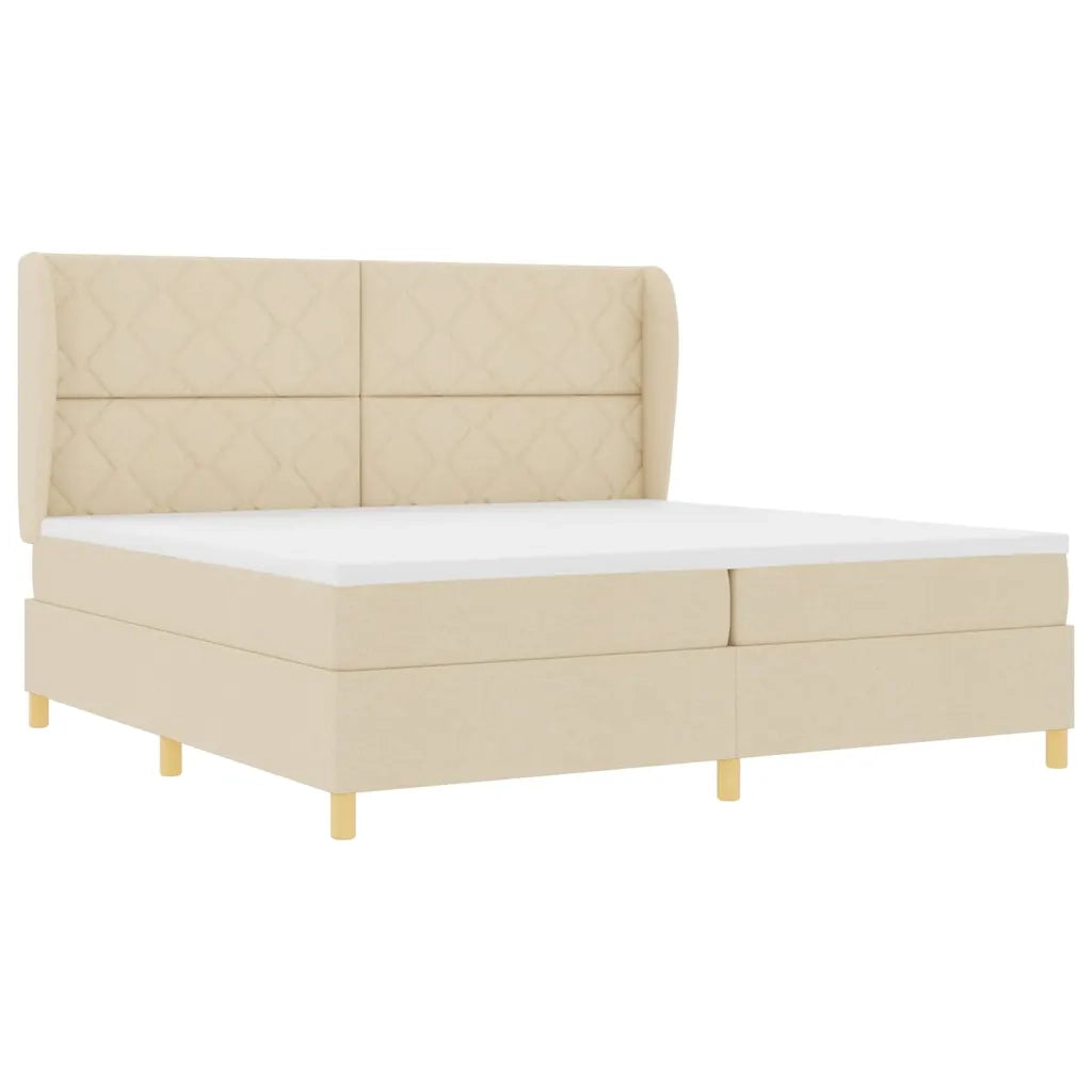 Letto a molle con materasso Crema 200 x 200 cm Tessuto 3340842