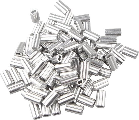 100 pezzi di clip di alluminio adattabili con doppia cerniera/gusci per cavi di 1.2 mm con colore argento