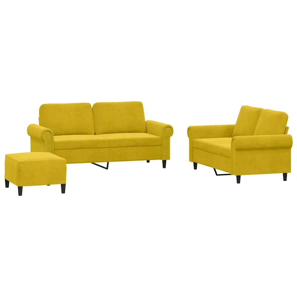 Set di Divani 3 pz con Cuscini giallo in Velluto 3202226