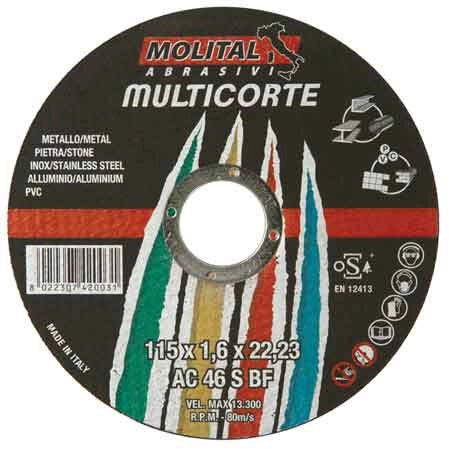 DISCO DA TAGLIO UNIVERSALE MOLITAL Ø 115x1,6 mm - MOLITAL