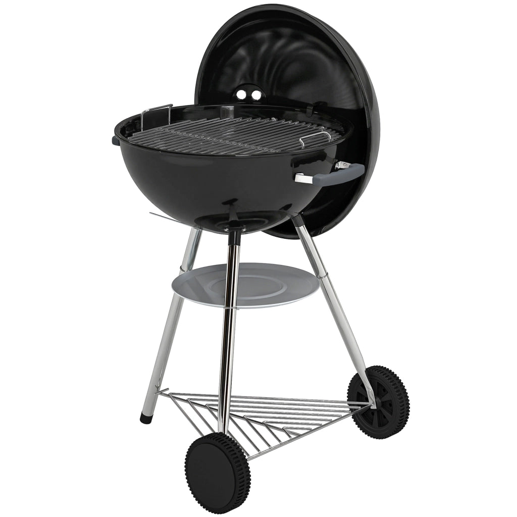 Barbecue a Carbone Rotondo con Coperchio ¨C Xylo ¨C Termometro e Ruote, Nero