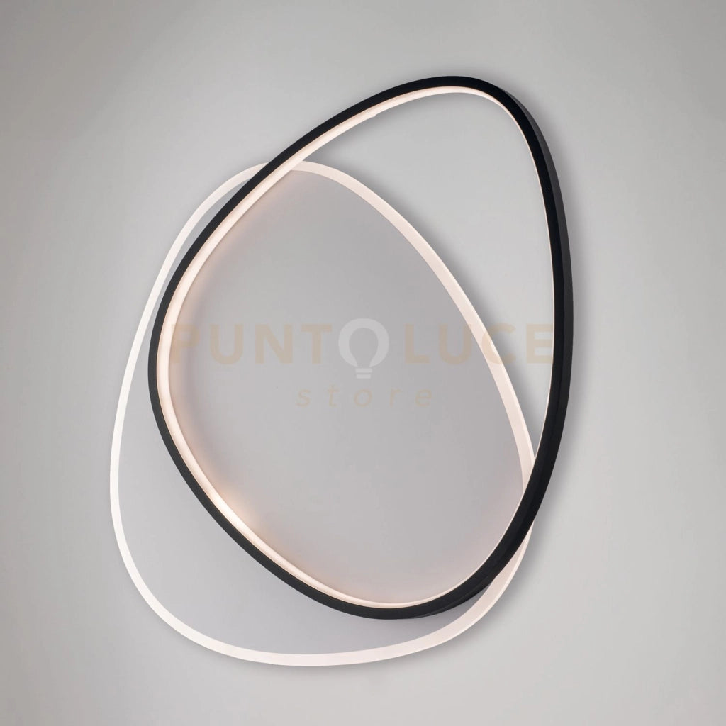 Plafoniera in metallo e alluminio bianco e nero con led integrato CCT + telecomando