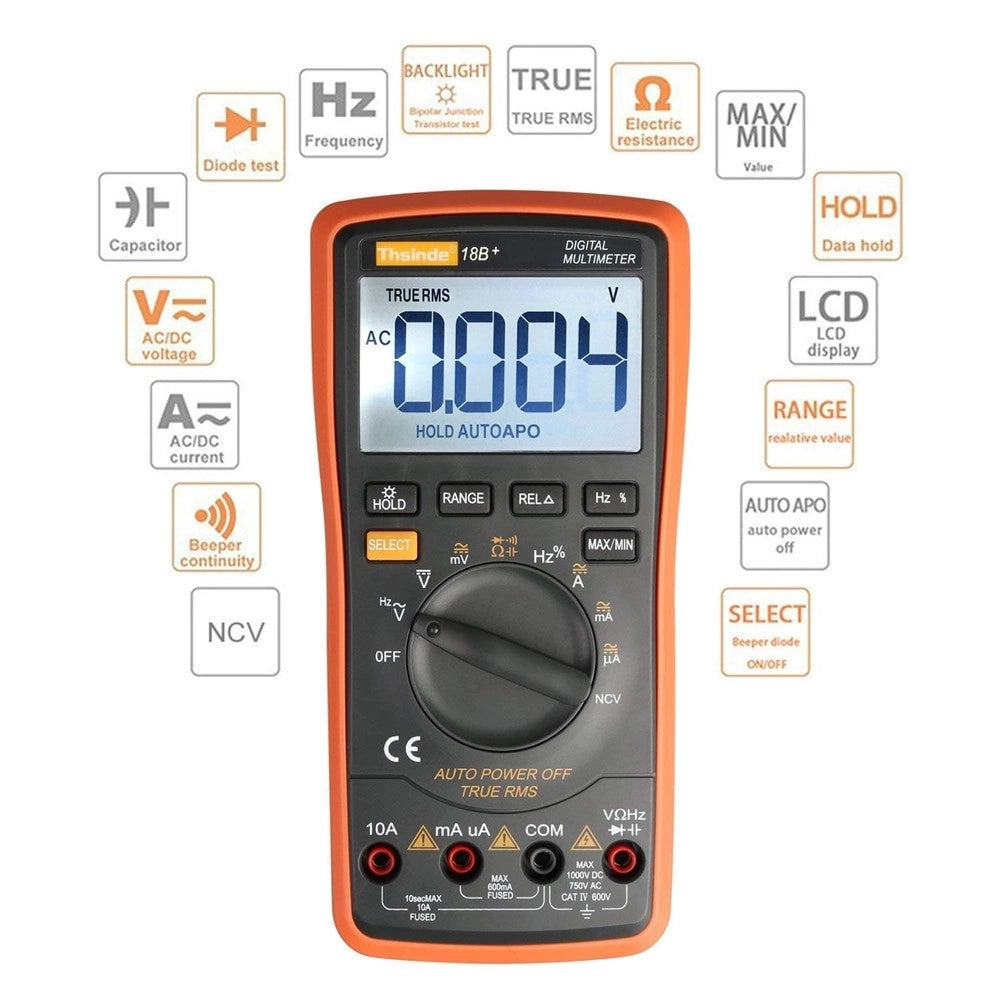 Trade Shop - Multimetro Digitale Retroilluminato Multi-test Tester Tensione Elettronico Automatico -