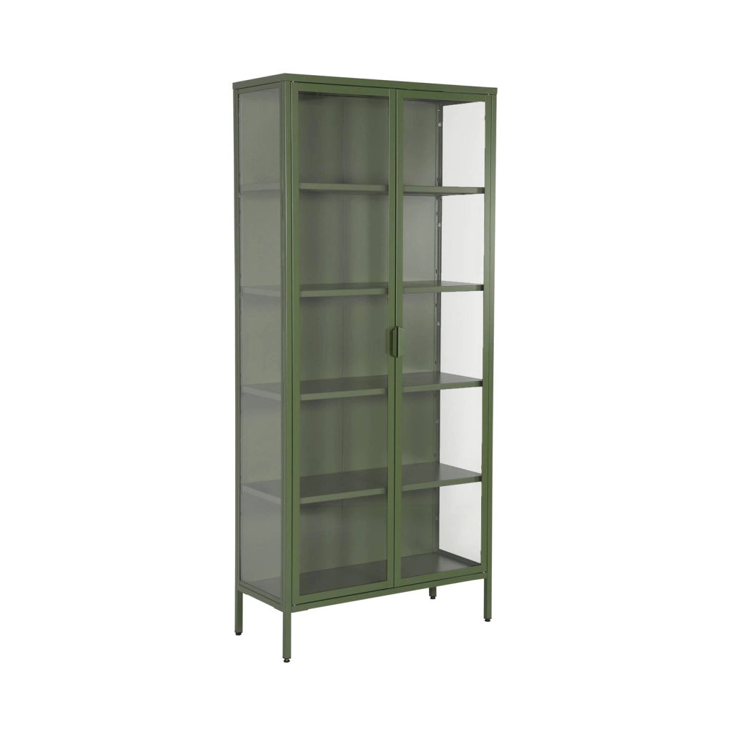 Credenza in acciaio e vetro temperato 2 porte, 180cm, verde