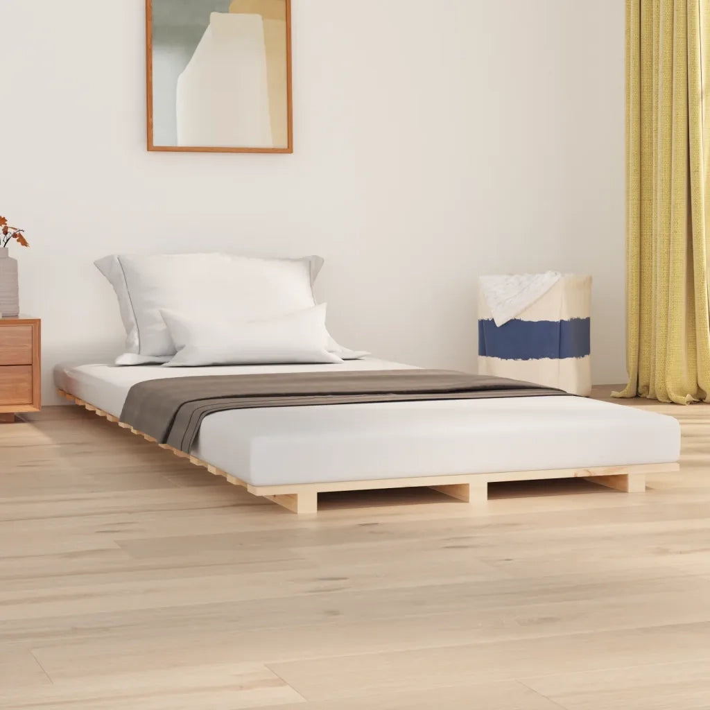 Letto singolo | Letto per adulti | Giroletto senza Materasso 100x200 cm in Legno Massello di Pino