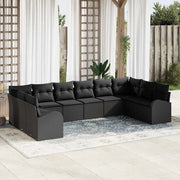 Set di divani con cuscino 10 pcs Nero Polyrattan 3346223