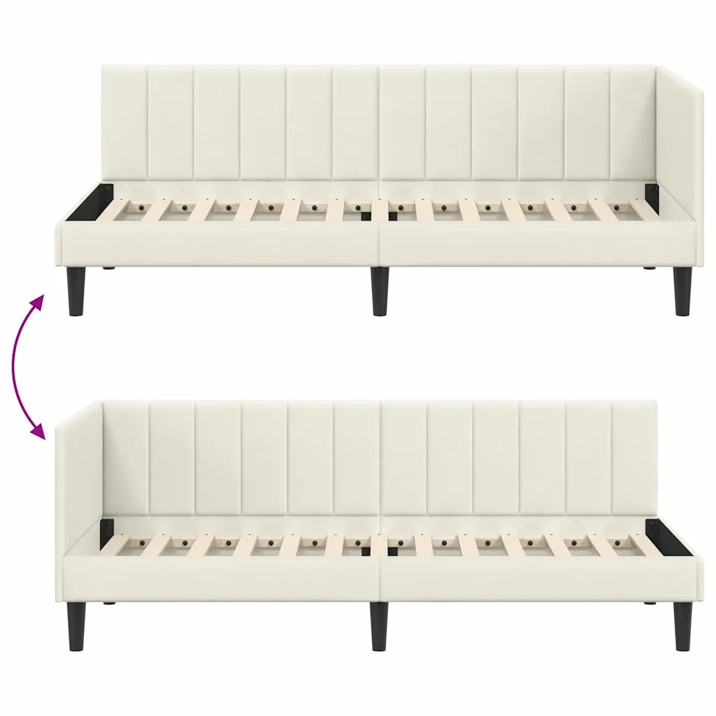 Cornice del letto ad angolo Crema 80 cm x 200 cm Velluto 42016335