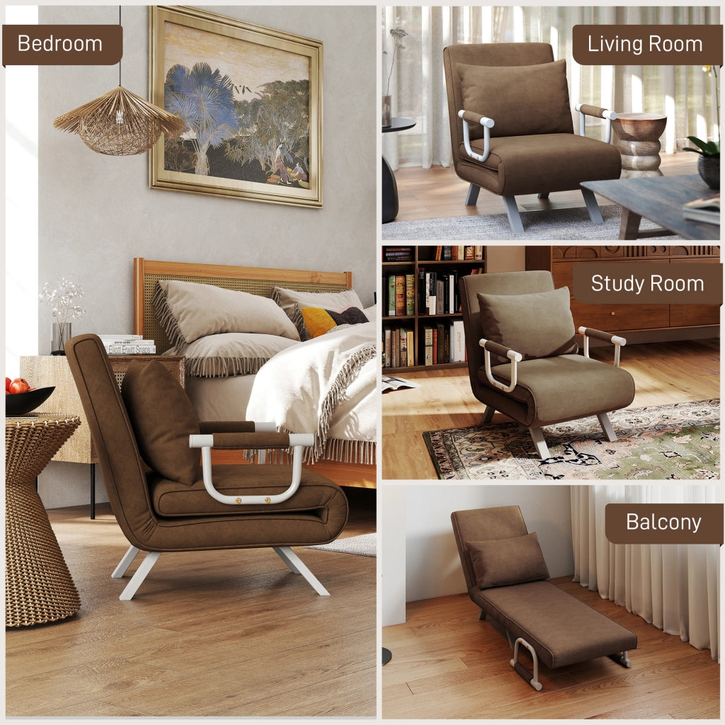 Poltrona letto ¨C Minimal ¨C Marrone, imbottito, con cuscino