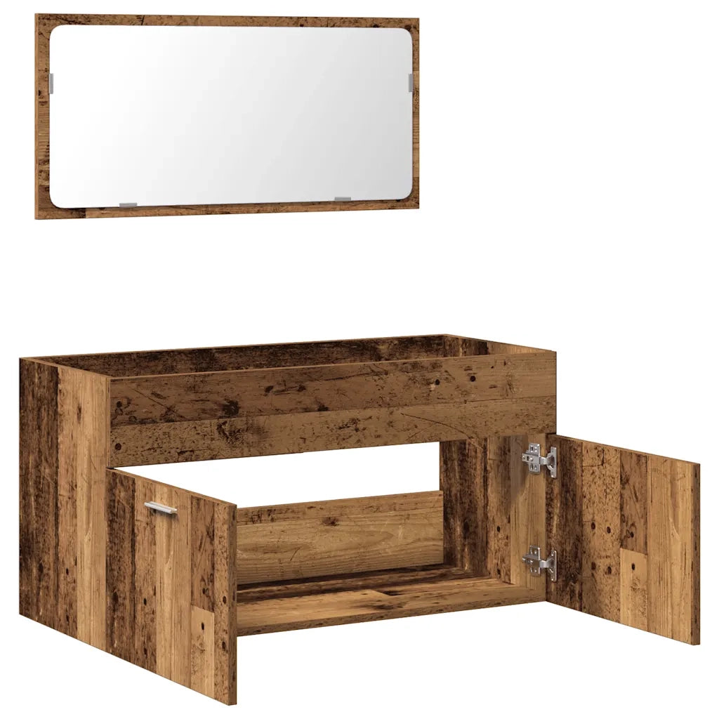 Mobile da Bagno | Armadio da bagno con Specchio in Legno Antico Legno Multistrato