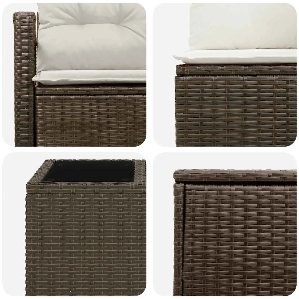 Set di divani 8 pz Marrone e Bianco Crema 3448164