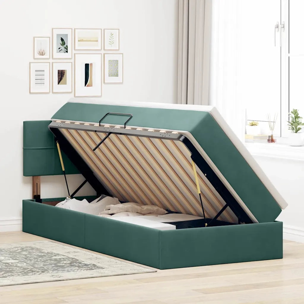 Letto con Contenitore Verde Scuro 90 x 190 cm Velluto