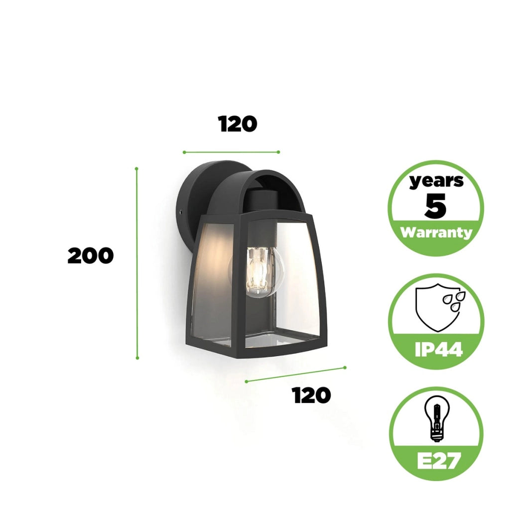 Applique esterno Kelsey nero E27 IP44 Lutec 5273702012