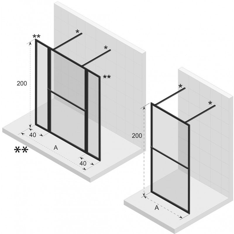 Parete doccia walk-in LUCID 401 RIHO 140x200 cm