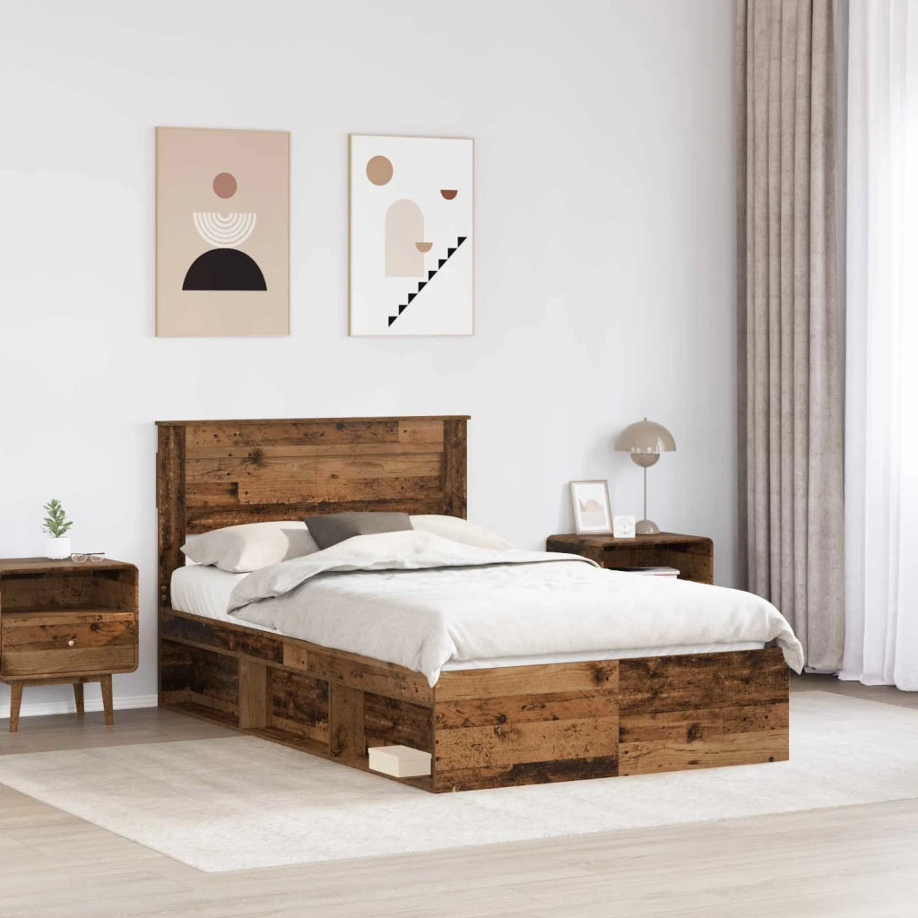 Letto matrimoniale | Letto per adulti | Struttura del letto Legno vecchio 120 x 190 cm Pino massello