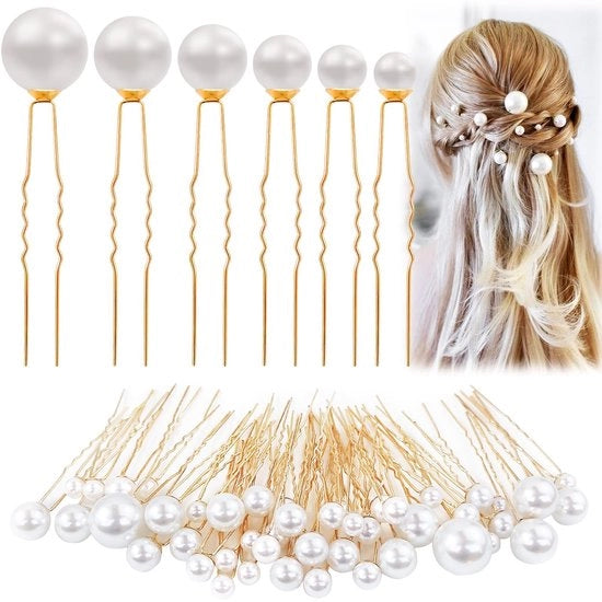 Accessori per Capelli a forma di U per Matrimoni - 50 pezzi - Perle