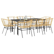 Set da Pranzo da Giardino 9 pz Polyrattan Vetro 3334596