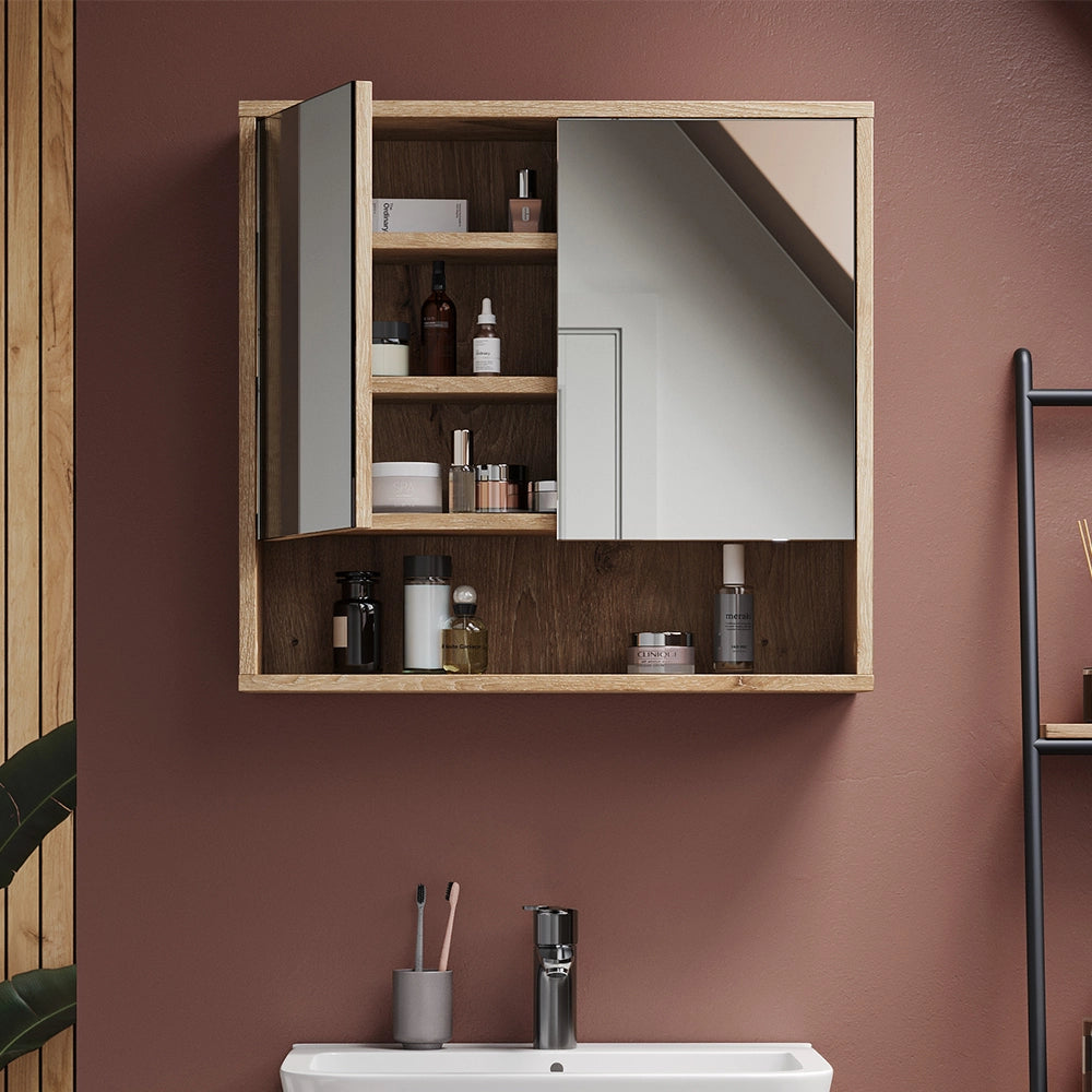 Vicco Specchio da bagno Quercia vichinga 70 x 65 cm con 2 porte