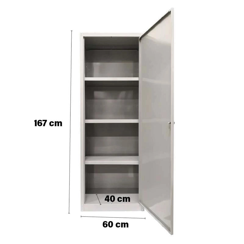 ARMADIO IN METALLO CON 3 PIANI E 1 ANTA 60 X 40 X H167 CM