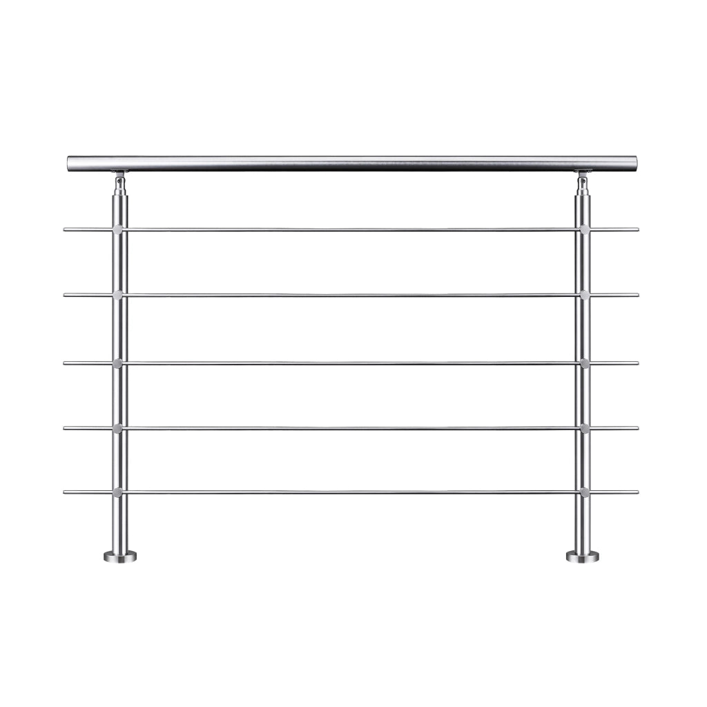 Balaustra Corrimano Ringhiera in acciaio inox spazzolato 150x106cm per interni ed esterni 5 barre trasversali
