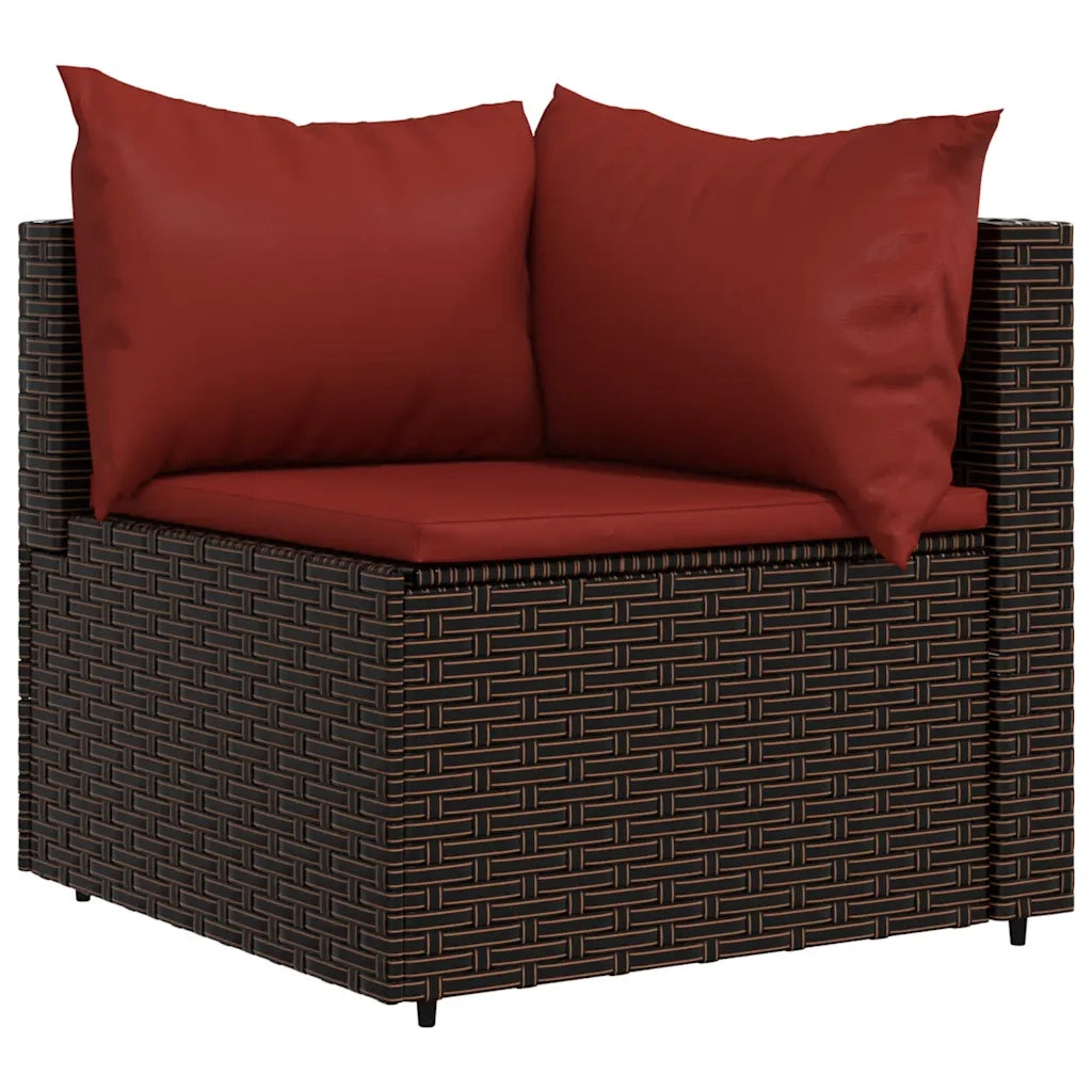 Set Mobili da Giardino 4 pz con Cuscini in Polyrattan Marrone 319813