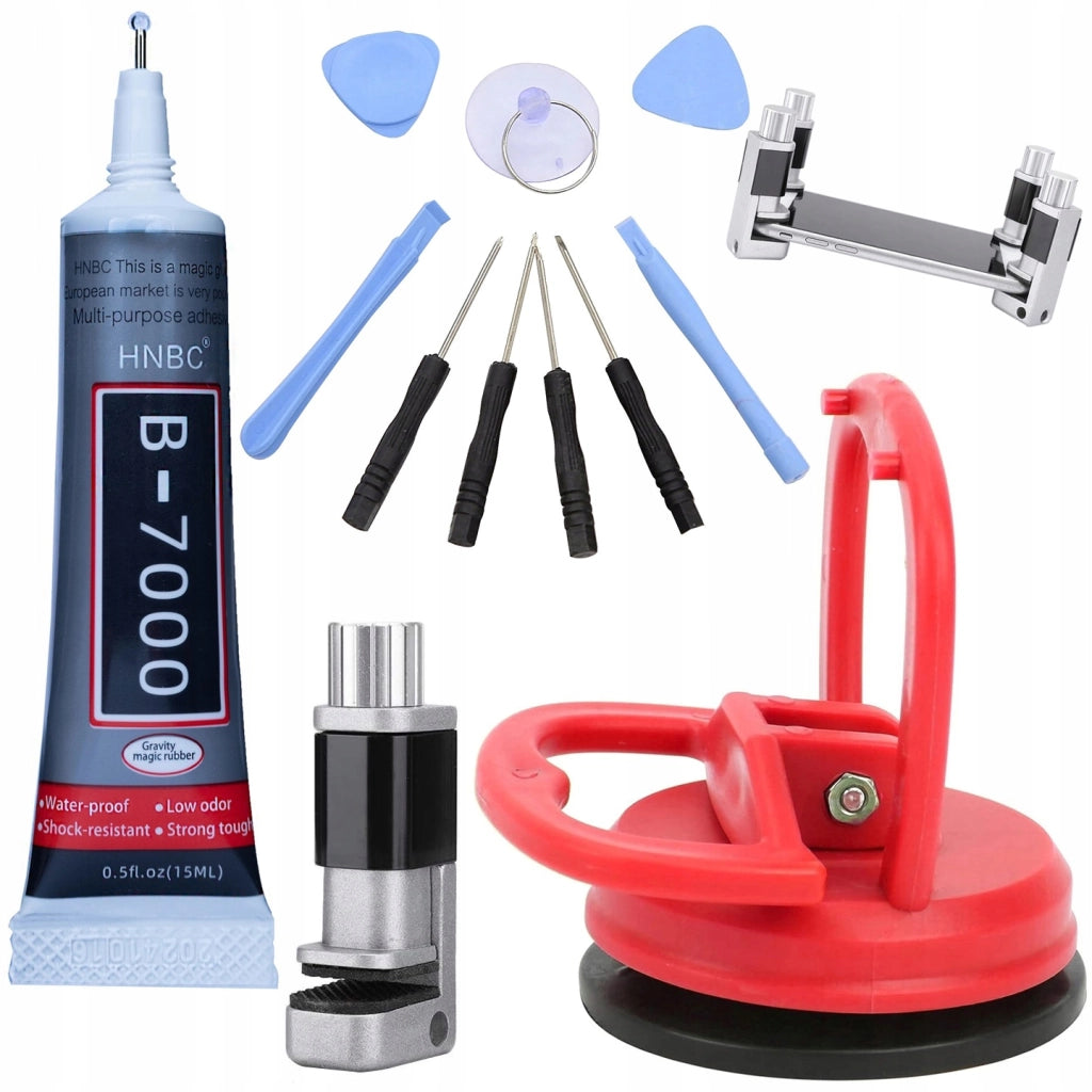 Set di Strumenti per Riparazione LCD – Mini Morsa da Banco, Kit GSM 10 in 1, Colla B7000, Ventosa 55mm