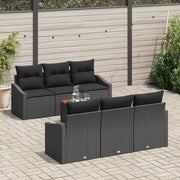 Set Divano da Giardino con cuscino 7 pcs Nero polyrattan 3347779