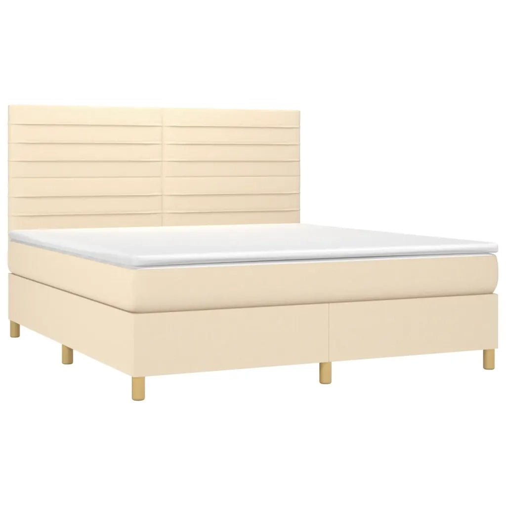 Letto a Molle con Materasso e LED Crema 180x200 cm in Tessuto 3135538