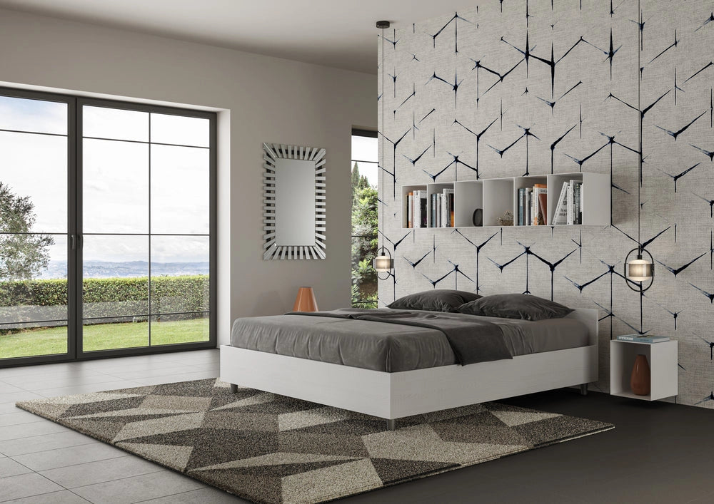 Letto Matrimoniale 160x190 cm Senza Rete Nuamo Frassino Bianco