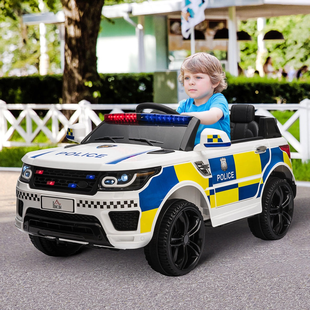 Auto Bambini Polizia Elettrica ¨C Minimal ¨C Bianco 110x68x52cm