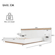 Letto matrimoniale 180x200 - Xylo - 2 comodini LED USB - Quercia bianco