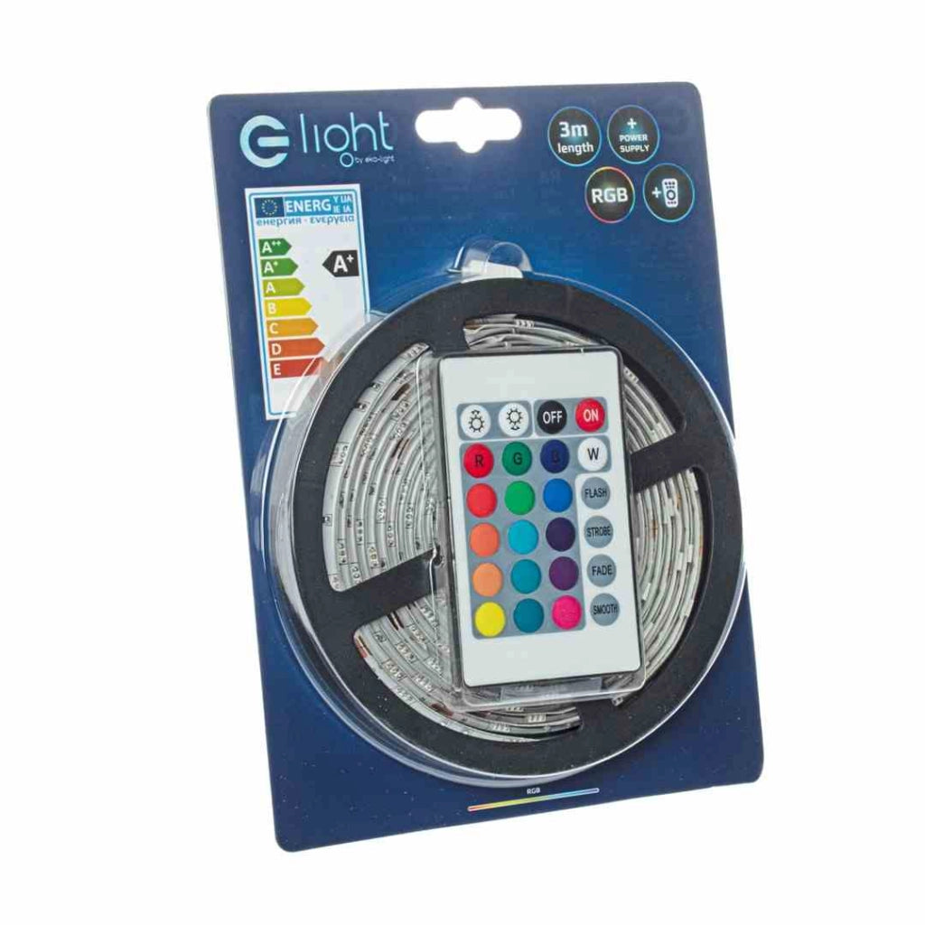 Kit striscia LED RGB 3m IP65 con telecomando Eko-Light