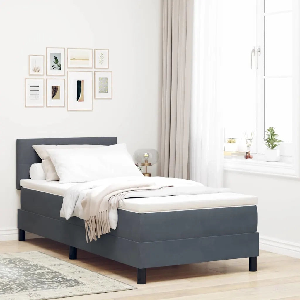 Letto a molle con materasso Grigio scuro 80 x 200 cm Velluto 3339135