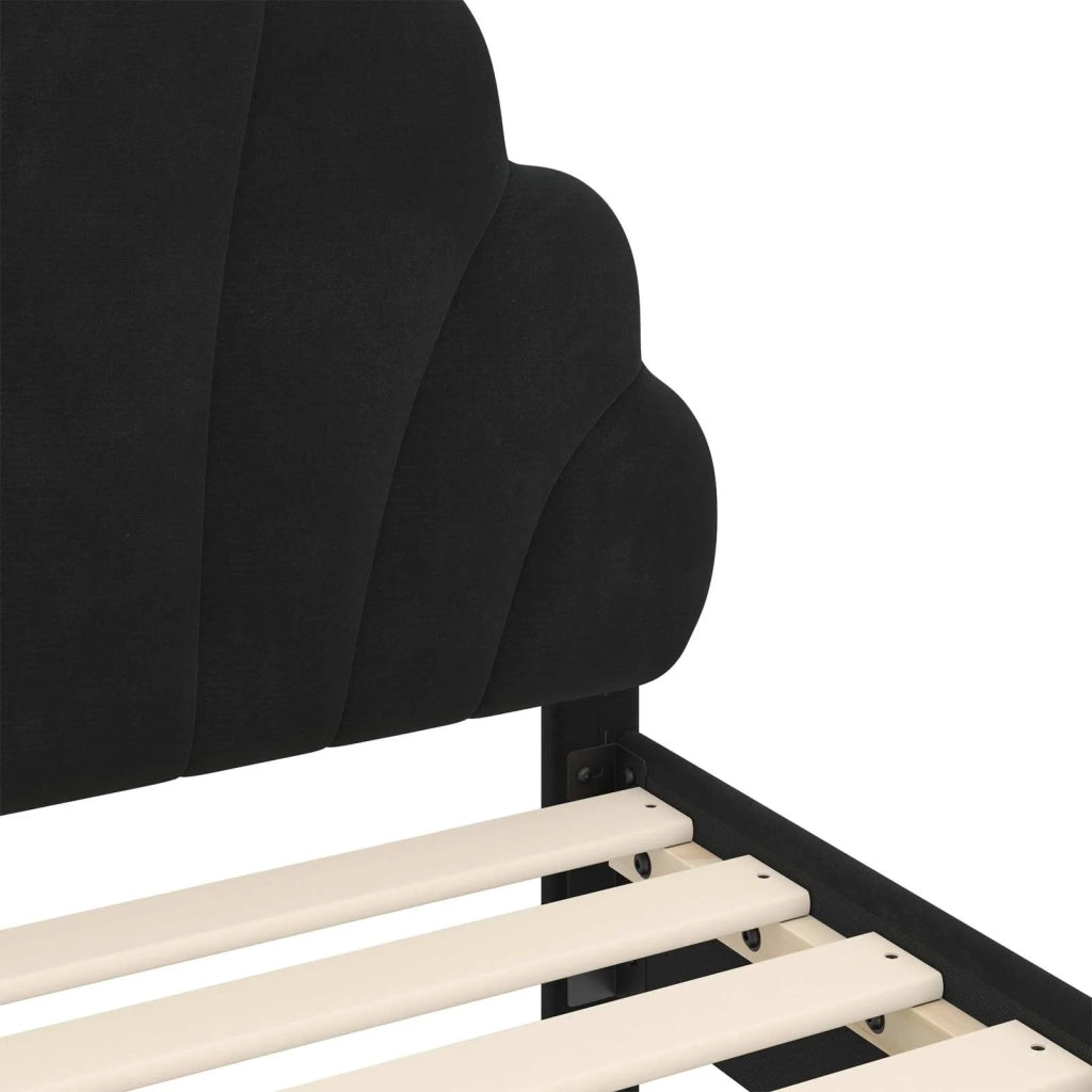 Struttura letto bambini con testata Nero 80 x 160 cm Velluto 42011143