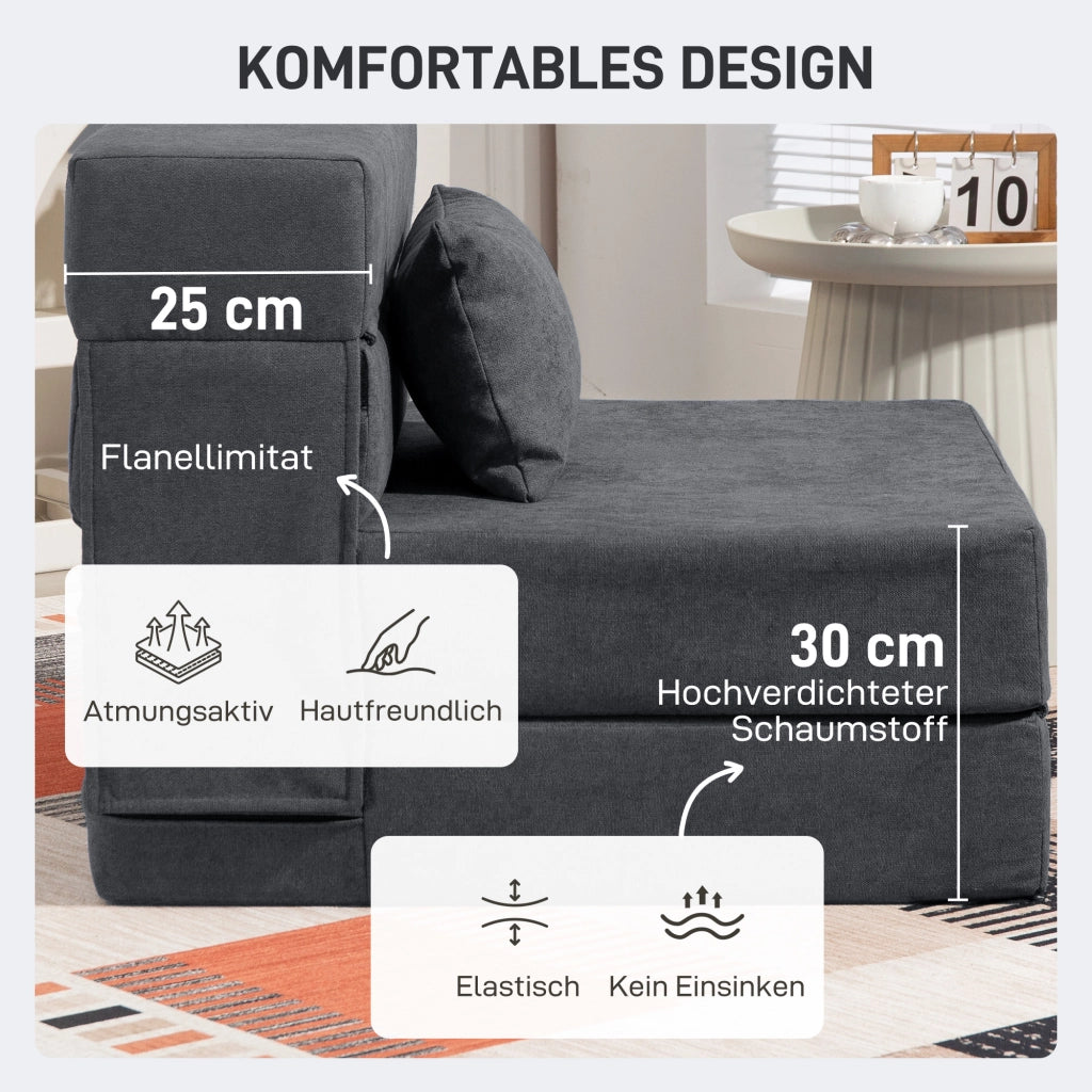 Divano letto trasformabile ¨C Xylo ¨C Schiuma grigio scuro con cuscini